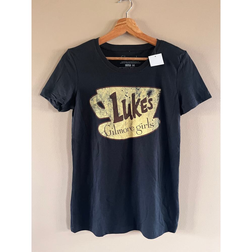 NWT Gilmore Girls Luke's Diner Cafe Tee T-Shirt Black Medium